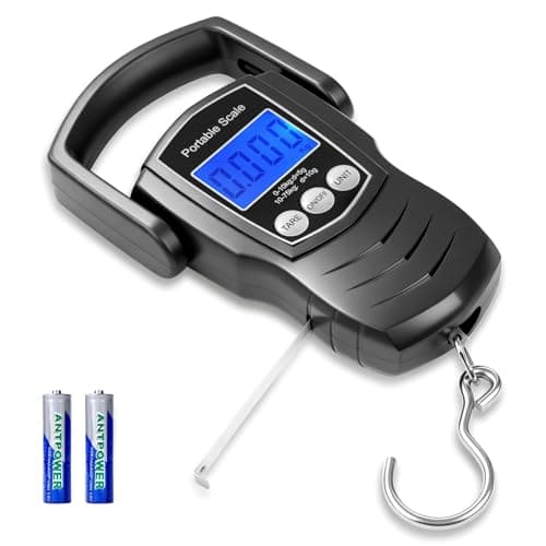 Flintronic Portable Luggage Scale, 165lb/75kg Digital Luggage Scale, Fish Scale with Measuring Tape Ruler, Backlit LCD Display, Hanging Weighing Scale for Family Travel Shopping Fishing