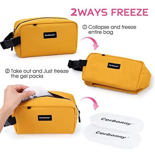 Cerbonny Small Cooler Bag, Freezable Lunch Bag with Ice Packs, Yellow — view 2