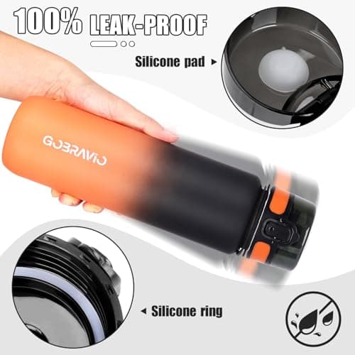 Gobravio Water Bottle 1L BPA Free Sports Drink Bottle Dishwasher Safe Canteen Bottle Leakproof Motivational Water Bottle with Time Markings — view 3