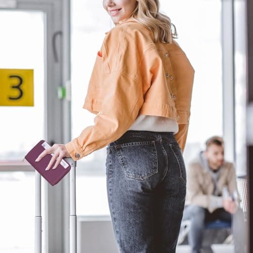 WASON Leather Zipper Travel Passport Wallet Holder RFID Blocking Cover, Passport case Pocket Slot for Card, Cash, ID, Boarding Pass and Ticket for Men, Women and Family Trips (Purple) — view 3