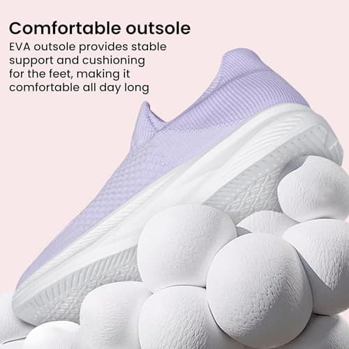 Raoendis Women Slip On Trainers Workout Shoes Ladies Slip On Sneakers, Comfortable Breathable Lightweight Mesh Running Shoes Fashion Casual Purple Size 6 — view 5