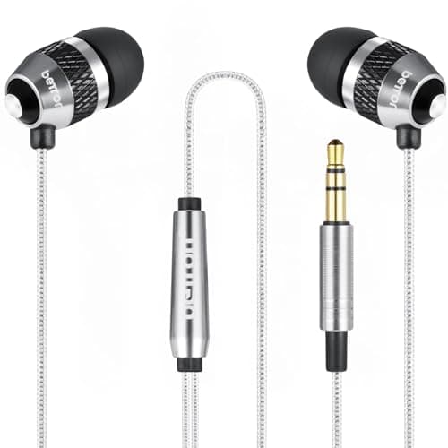 Betron B25 Earphones, In-Ear Wired Headphones, Silver