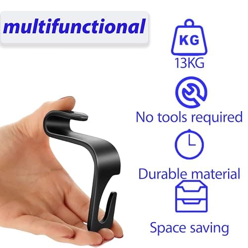 MCOTOP Car Seat Headrest Hook 8 Pack, Organizer Universal for Handbag/Purse/Gym Bag/Hat/Baby Gear/Groceries Car Accessories, Car Back Seat Headrest Hook, for Women Road Trip ssentials (Black) — view 3