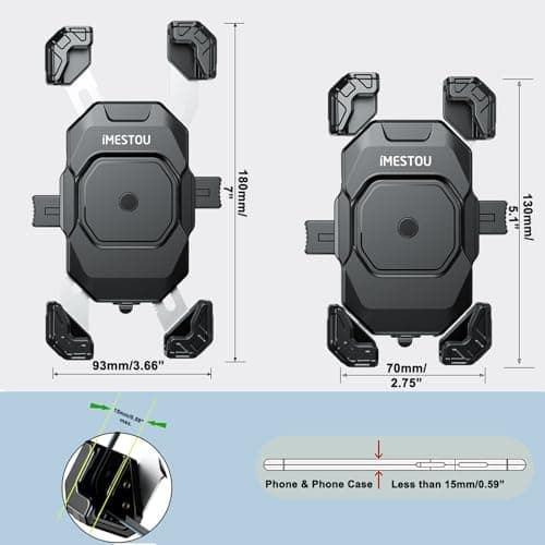 iMESTOU Motorcycle Wireless USB-C Charger Phone Mount — view 4