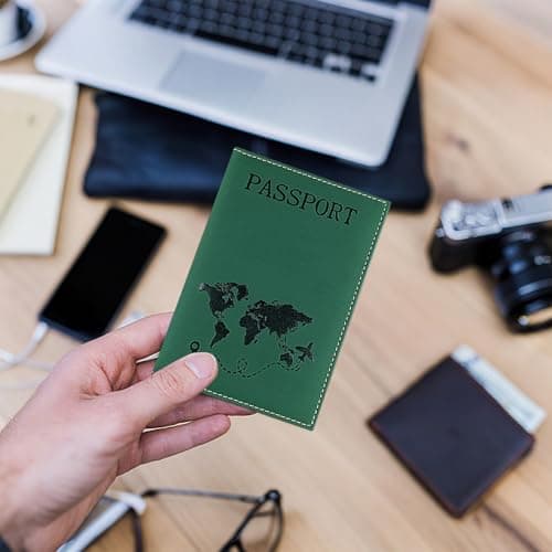 SJDOFU PU Leather Passport Cover, 4PCS Passport Holder, Passport Wallet Cover Case for Passport Ticket Card Boarding Passes Credit Card Business Cards — view 5
