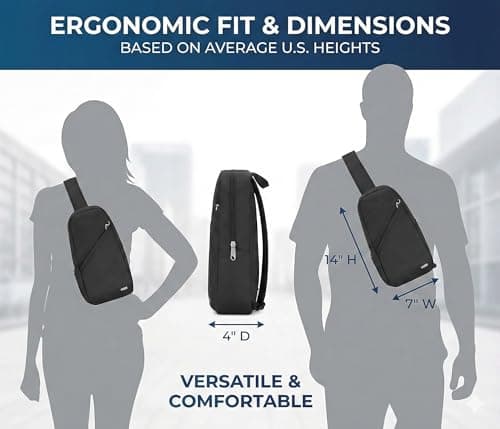 Anti Theft Classic Crossbody Baby Carrier, RFID Blocking, Cut Resistant with Lockable Zippers for Travel & Daily City Use, Black, 9 x 18 x 36 cm, Crossbody Sling — view 3