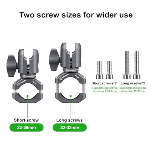 FANAUE Single Socket Arm with Handlebar Clamp Mount U-Bolt Base Compatible with RAM Mounts 1 Inch Ball Head and Bike Motorcycle Phone Holder, Can be Installed on 2.2-3.2 cm Diameter Rail Round Rod — view 3