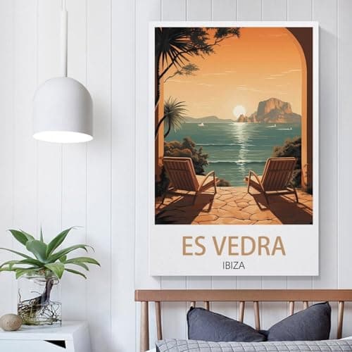 BaHeLs Es Vedra Ibiza Vintage Travel Posters Sunset 12x18inch(30x45cm) Canvas Wall Art Print Painting for Wall Decor Living Room Bedroom — view 5