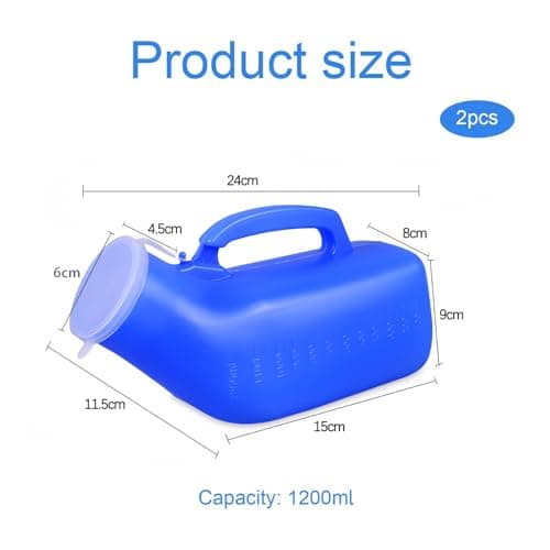 iuiiaii 2Pcs Pee Bottle for Men, Urine Bottles Male Spill Proof, 1200ml Wee Bottle for Men with Lid, Mens Urine Bottles Spill Proof in Bed, Suitable Home Hospitals and Camping Travel — view 2