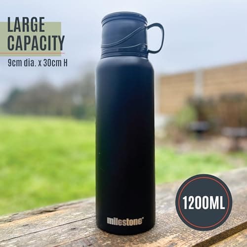 Milestone 53009 Double Walled Flask / 1.2L Large Capacity for Hot or Cold Drinks/Insulated Stainless Steel Travel-Friendly Bottle with Built in Tea Strainer — view 2