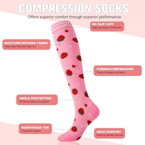 Zuimei 6 Pairs 20-30 mmhg Compression Socks for Women Men — view 3