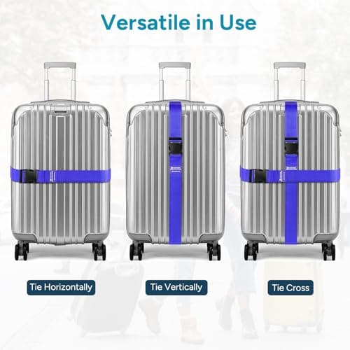 travel inspira Luggage Strap 2 Packs, Travel Suitcase Straps (Blue) — view 3