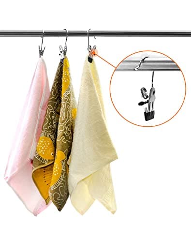 QWORK Pack of 40 Stainless Steel Laundry Hooks Non-Slip Clothes Hanger Clip Boot Hanger Cupboard Organiser for Trousers Shoes Hats Towel — view 5