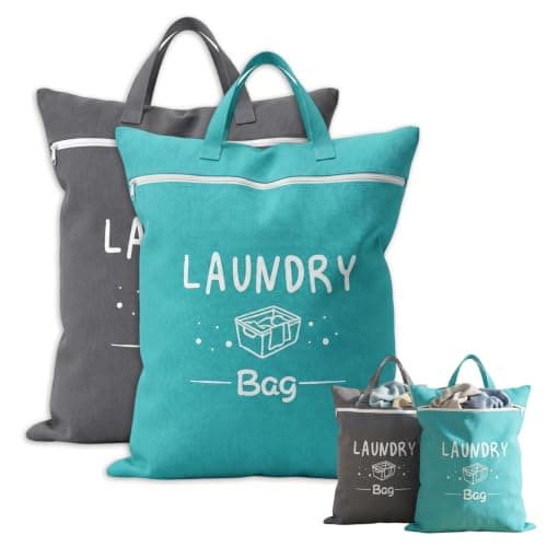 2 Pcs Travel Laundry Bags, Waterproof Washing Bags for Laundry with Zipper and Handle, Reusable Dirty Clothes Bag for Travel, Gym, Camping, Swimming Pool and Dormitory