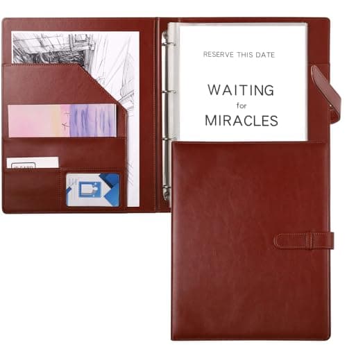 A4 Portfolio Folder with Ring Binder, Document Folder with Plastic Sleeves