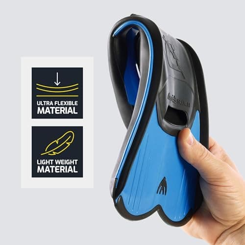 Cressi Light Fins Short Swimming Fins - Agile Training Flippers for Muscle Conditioning - Lightweight Travel Flippers - Compact Snorkel Blade - Blue - 39/40 (5.5/6.5) — view 4