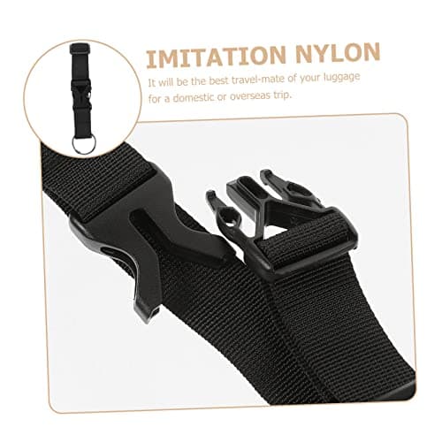 2pcs Black Immitation Nylon Luggage Buckle Straps with Metal Snap Clasp — view 3