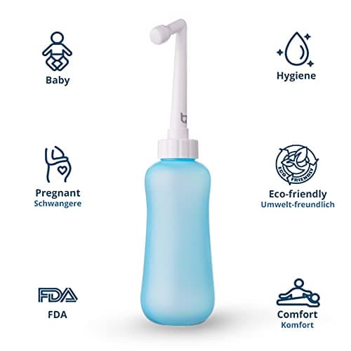 T2 Peri Bottle - Portable Bidet for Postpartum Care, Pain Relief - 450ml Plastic Squeeze Bottle with 60° Nozzle & Washable Storage Bag - Hospital Bag Maternity Essential, Gift for Mum to Be — view 2