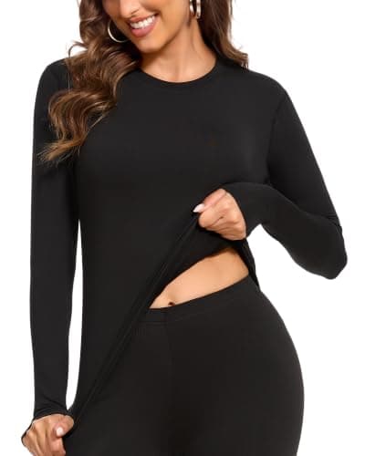 SIHOHAN Thermal Tops Womens Round Neck Stretch Long Sleeve Thermal Shirt
