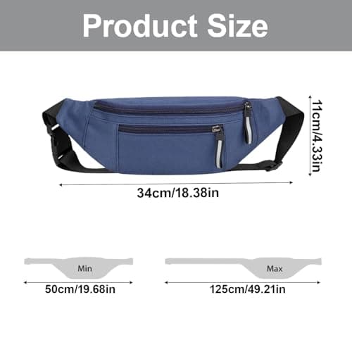Bum Bag – Lightweight Waist Bag & Waterproof Fanny Pack for Women & Men, Secure Travel Belt Bag for Festivals, Hiking, Running, Holidays – Ideal Bum Bags for Ladies & Men (Blue) — view 2