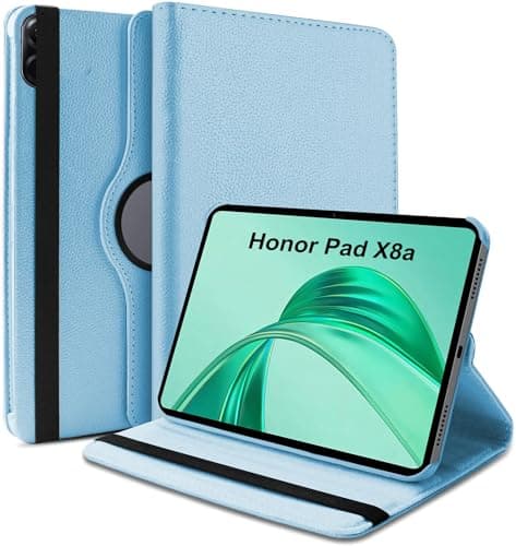 360 Rotation Case for Honor Pad X8a 2024, PU Leather Protective Cover with Rotating Stand & Auto Sleep/Wake (Sky Blue)