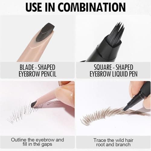 Eyebrow Pencil And Pen Set, Angled And Multi-Pronged Tips, Dark Brown — view 5
