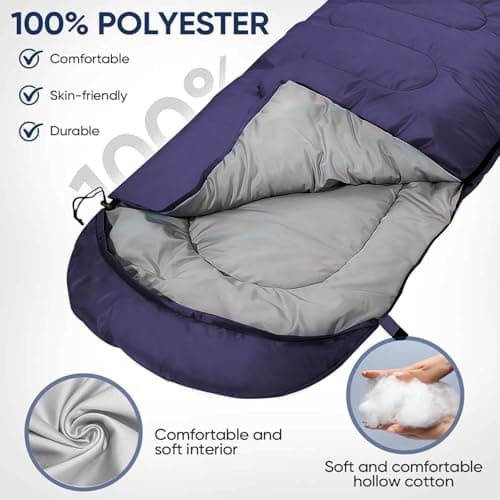 Sleeping Bags for Adults & Kids Sleeping Bag 3 Season, Ultralight Carry Bag, Adult Blanket, Lightweight Compact for Outdoor Camping, Travel, Hiking, Indoor & Outdoor Use (Navy Blue) — view 3