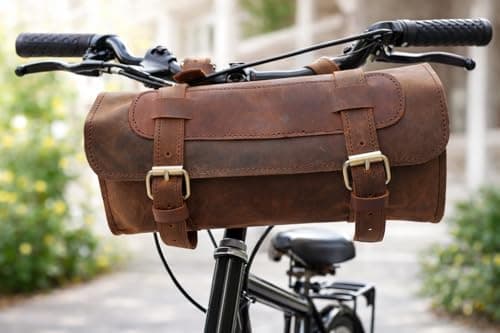 american blue Genuine Leather Handlebar Saddle Motorcycle Bag Bicycle Tool Pannier Travel Accessories Fork Bicycle Seat Accessories Cycle Carrier (Design No 1) — view 4
