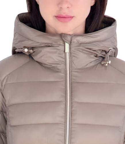 Michael Kors Women's Packable Puffer Jacket, Lightweight Down Alternative, Taupe, M — view 6