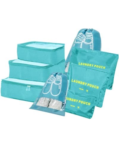 BillyBath Suitcase Organiser Travel Garment Bags, 8-in-1 Case Organiser Set, Packing Cubes, Suitcase Organiser, Packing Bags, Travel Luggage, for Clothes, Shoes, Underwear, Cosmetics