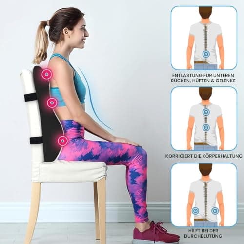 SUPA MODERN Lumbar Support Pillow for Office Chair, Memory Foam Back Cushion, Car Seat Back Pillows with Breathable Lumbar Support Cover Adjustable Straps — view 3