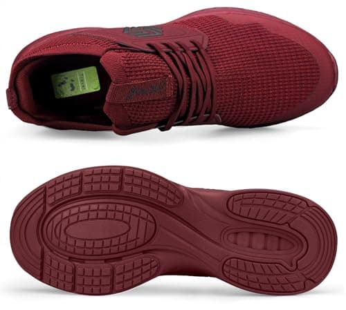 Giniros Mens Trainers Mesh Lightweight Sport Casual Gym Wine Red 8 — view 5