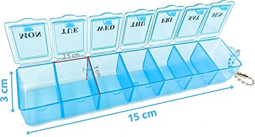 7-Day Pill Organiser Box, 1 Time Daily Medicine Storage Case, Blue — view 2