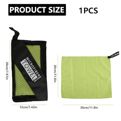 Tabanzhe Quick Dry Microfibre Towel – Lightweight & Super Absorbent Travel & Gym Towel Compact Beach Towel for Sports Swimming Yoga Camping Hiking(Dark Green, 30x30cm) — view 2