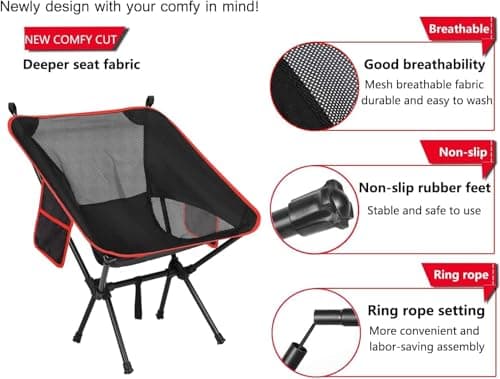 Nestling Ultralight Folding Camping Chair - Compact, Portable (Red) — view 4