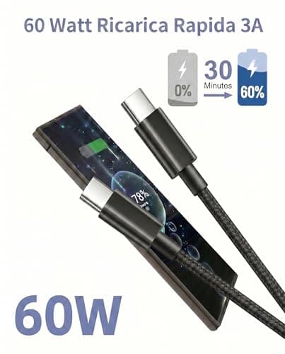 USB C to USB C Charger Cable 1M+2M 2Pack,60W Phone Charger Cable USB-C Fast Charge Nylon Braided USBC Fast Charging cable Type c Lead compatible with i-Phone 17/16/15 Pro Max,MacBook Air,for Sam/sung — view 2