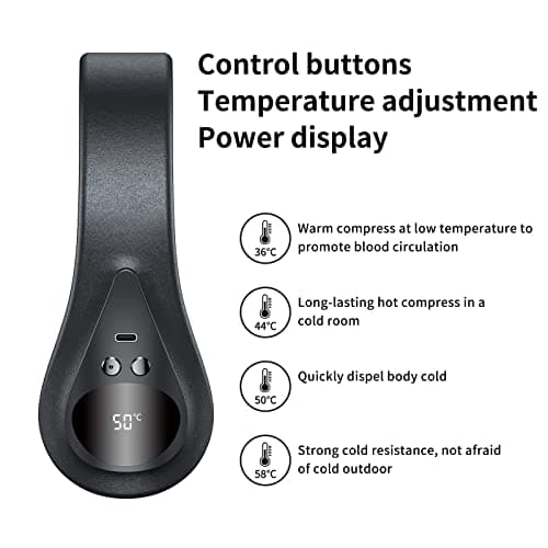 Neck Warmer Rechargeable, Heated Scarf with 36-58℃ Adjustable Temperature, Soft Leather Electric Neck Warmer for Pain Relief, Fast Heating Pad for Indoor, Outdoor Winter Gift for Family, Friends — view 3