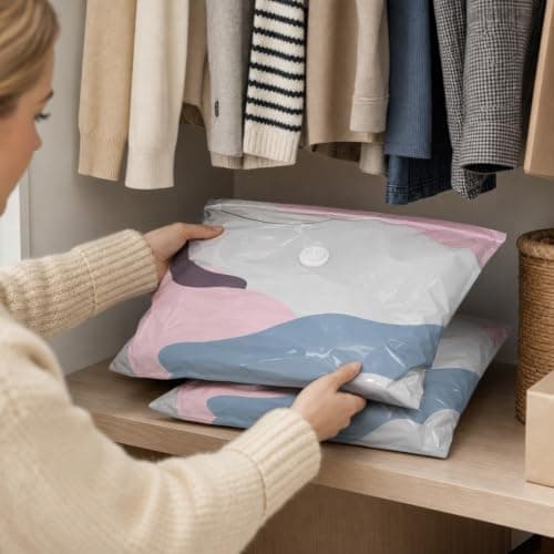 2 PCS No Pump Vacuum Storage Bags, Medium Size Compression Bags, Hand-Press Seal Technology for Travel Luggage and Seasonal Clothing Storage, Space Saving Storage Solution for Apartments — view 5