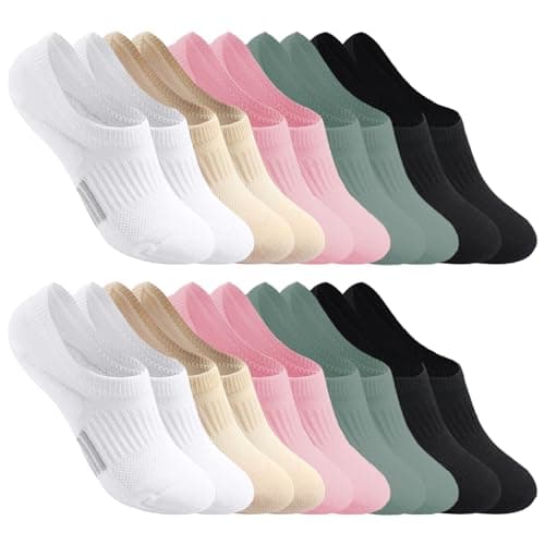LXEASYGO 10 Pairs Invisible Trainer Socks for Women Non-Slip Silicone Stripes Ladies Girls Low Cut No Show Running Ankle Socks (UK, Alpha, One Size, Regular, Regular, 10 Pairs Multicolor)