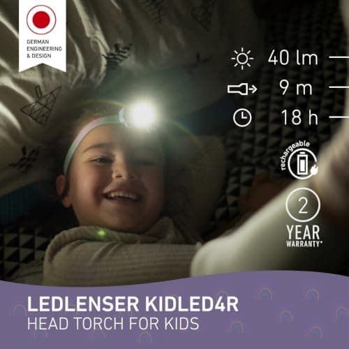 Ledlenser KIDLED4R Kids Rechargeable Head Torch, Lightweight - Purple — view 2