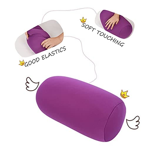 HAOHIZE Microbead Roll Pillow, Comfort Squish Tube Bolster Cushion, Head, Neck Back Support Tube Roll Pillow (Purple) — view 3