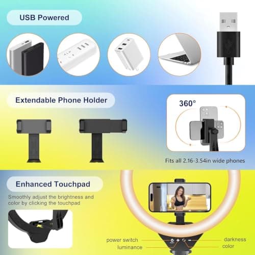 Ring Light with 75.59 Inch Tripod Stand and Cold Shoe Phone Holder, 120 LED, CRI90+, Dimmable, for Makeup, Live Streaming, YouTube, Zoom, Travel-Friendly (10) — view 5