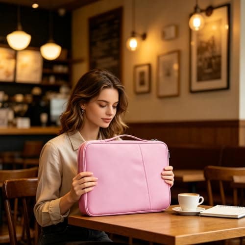 13 Inch Laptop Sleeve – Water-Resistant Oxford Fabric with Corner Protection & Shock Absorption for 13" Ultrabooks (Pink) — view 6