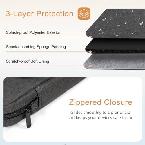 TiMOVO 13 Inch Tablet Sleeve with Shoulder Strap, Black & Gray — view 5