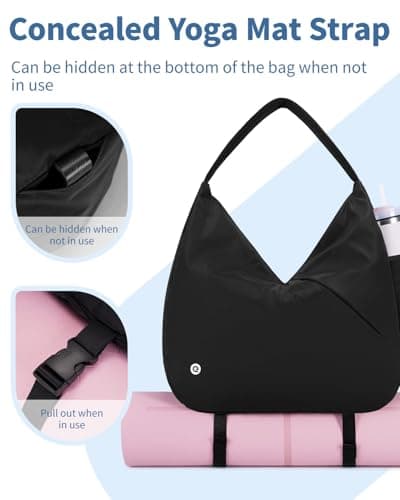 Ceneda Yoga Bag for Women, Gym Bag Womens with Hidden Yoga Mat Holder, Travel Duffel Bag with Shoe Compartment & Wet Pocket – Workout Dance Tote Overnight Weekender Bag for Travel Yoga (Black) — view 2