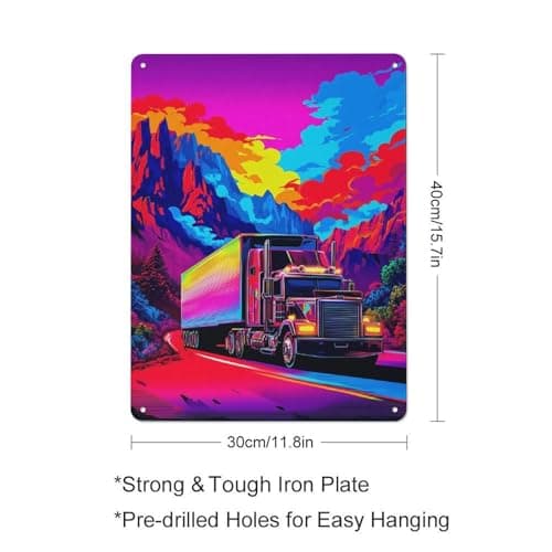 Tin Wall Plaque 40x30cm with Vivid Road Trip Adventure -1 for Studio Or Craft Room, for Cooler-season Styling in Studio And Craft Room — view 2