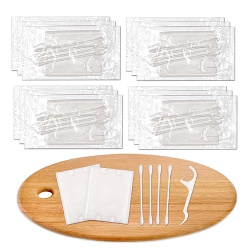 50 Pack Hotel Vanity Kit Individually Wrapped, Bulk Hotel Amenities Kit, Hospitality Set, Amenities Hotel Vanity Set Hygiene Products Include Cotton Pads, Cotton Swabs, Dental Floss Picks