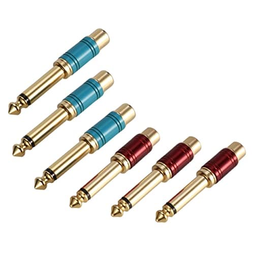 Lurrose 6pcs Mono Conversion Plug Adapter Male to Female Jumbo Plug for Guitar and Audio Equipment Random Color