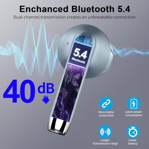 Drsaec Wireless Earbuds, NEW Wireless Headphones with 4 ENC Mic Dark Grey — view 2