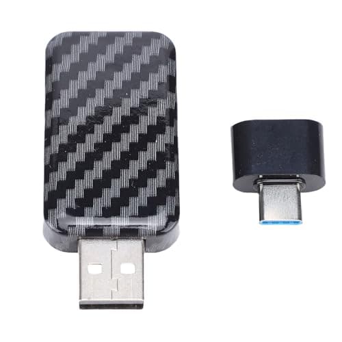 Tbest Wireless Car Adapter Bluetooth WiFi Plug and Play with Type C Support for Carplay Auto Carbon Fiber Pattern Compact Portable Cars Trucks SUVs